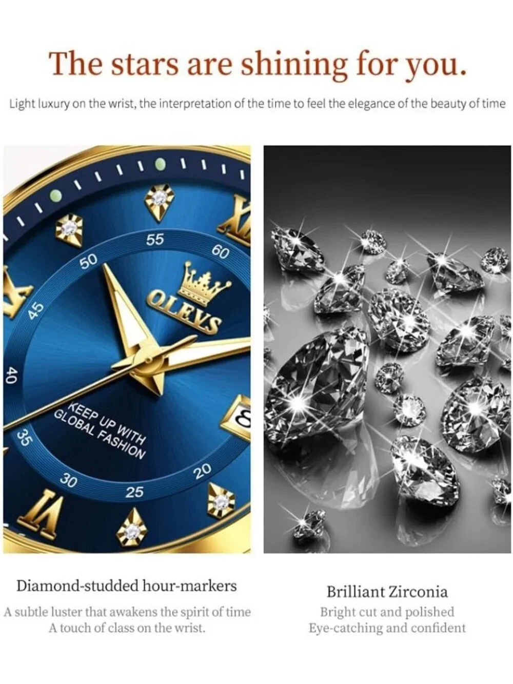 Women Silver Blue Analog Quartz Stainless Steel Waterproof Luminous Luxury Watch